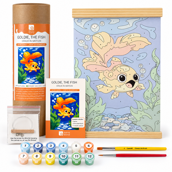 The Goldie Fish paint by number kit for kids by Aurva, view 2
