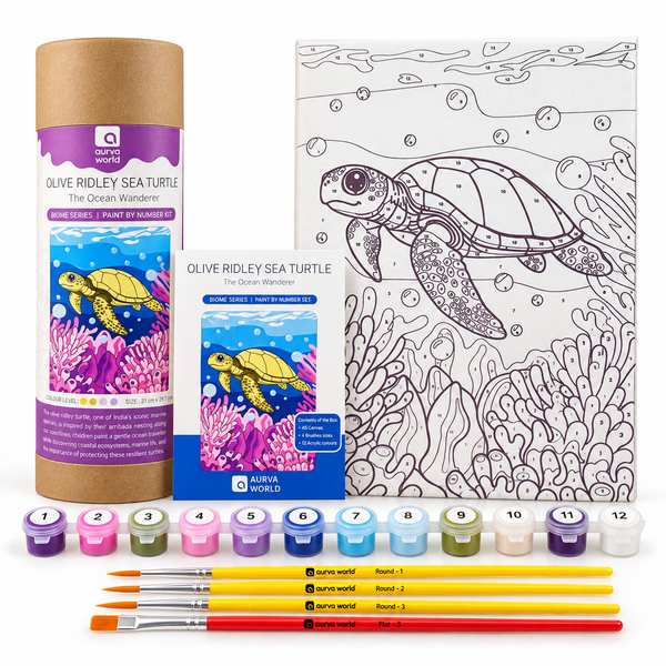 Olive Ridley Sea Turtle paint by number kit for kids by Aurva, view 2