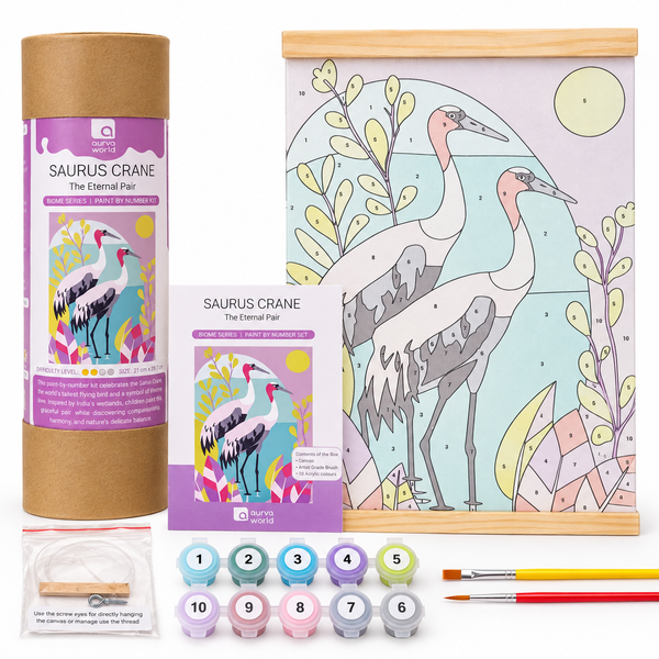 Sarus Crane paint by number kit for kids by Aurva, view 2