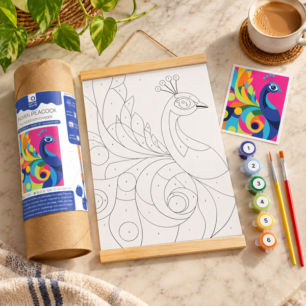 Indian Peacock paint by number kit for kids by Aurva, view 2