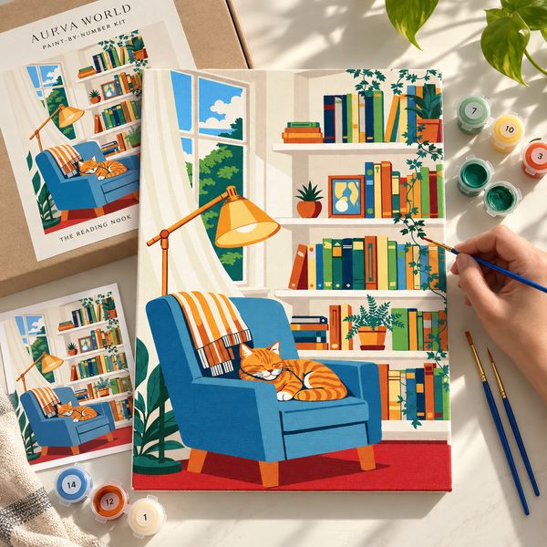 The Reading Nook A4 paint by number kit by Aurva