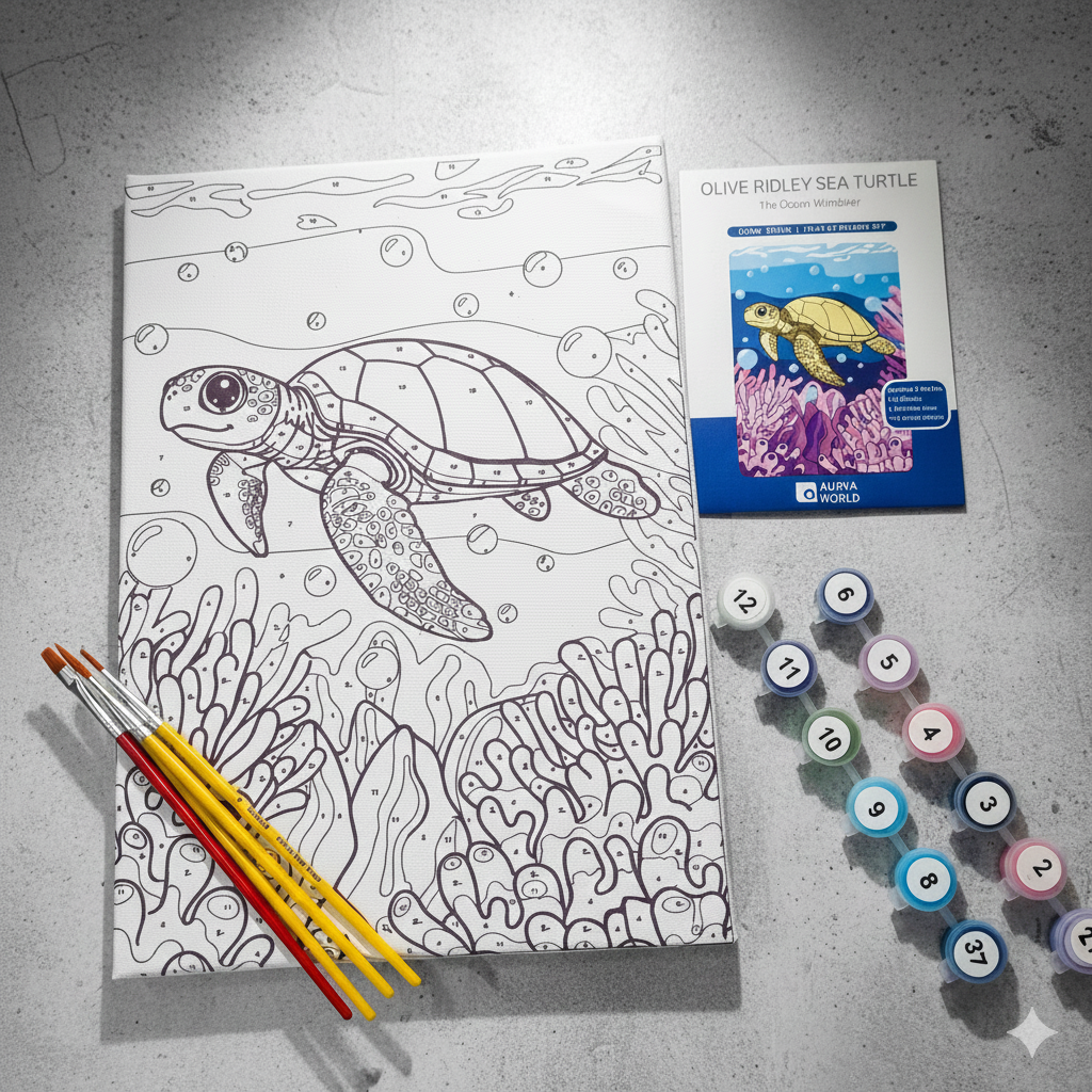 Olive Ridley Sea Turtle Paint by number kit